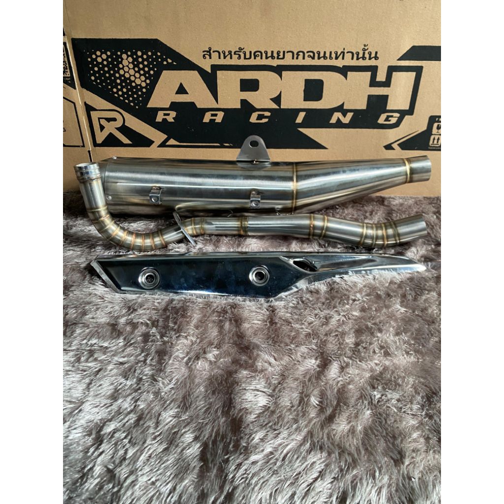 Knalpot Supra fi original ARDH RACING full stainless leher cacing PNP bebek Cseries(Set tameng)