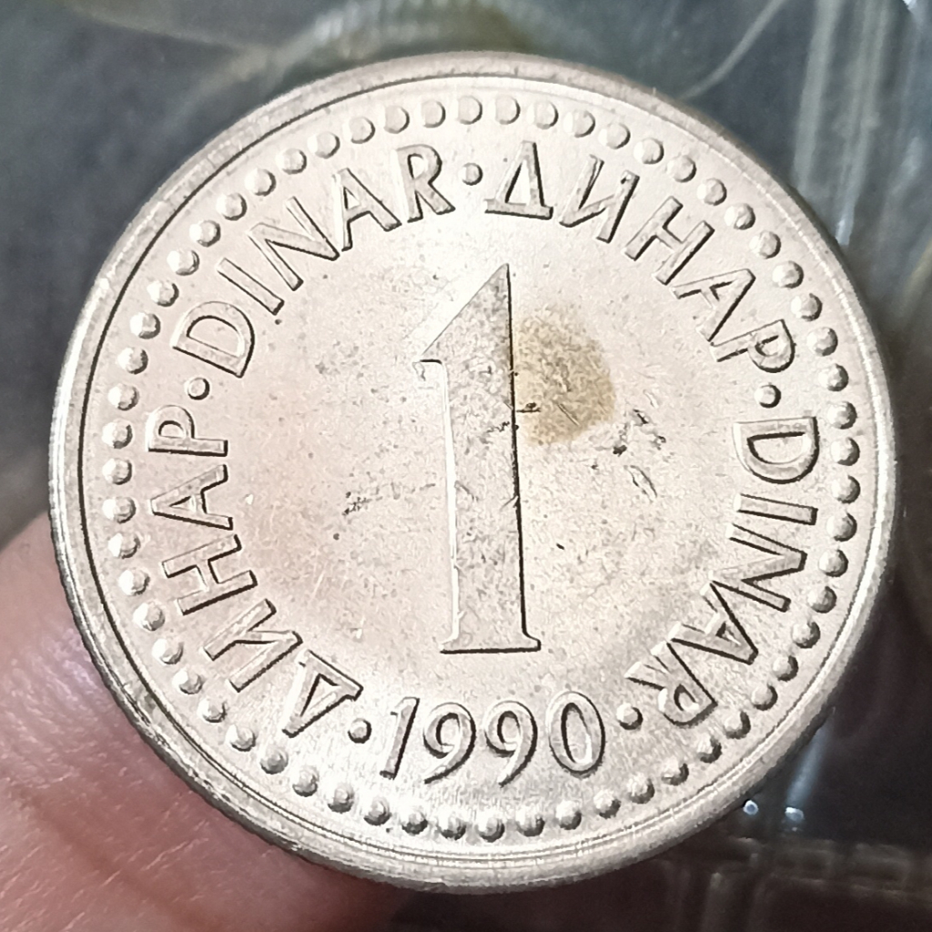 Koin Kuno Yugoslavia 1 Dinar Tahun 1990