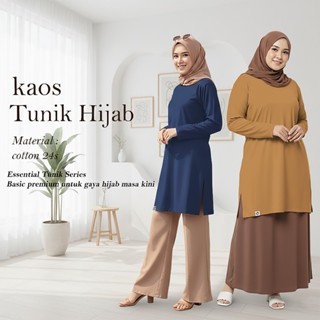 Atasan Polos Tunik Wanita Fashion Muslimah Bahan Cotton Soft 24s Small–Big Size