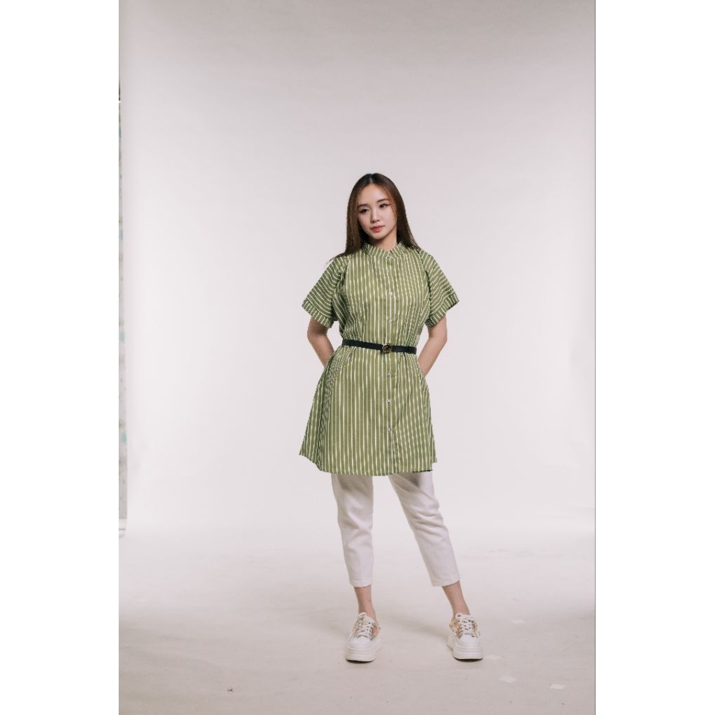 Alissa tunik salur wanita / tunik setrip bigsize / tunik oversize motif garis-garis K0168
