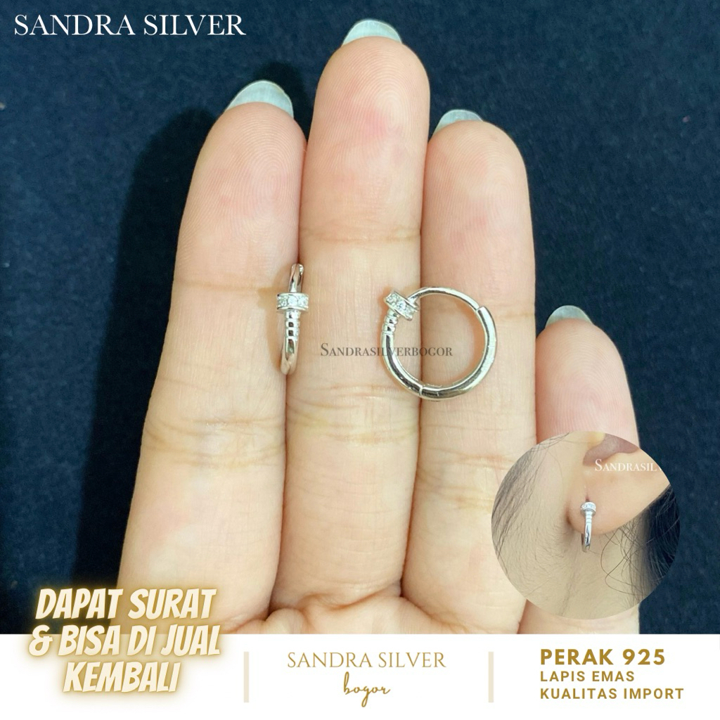 Anting Jepit Paku variasi lapis emas putih