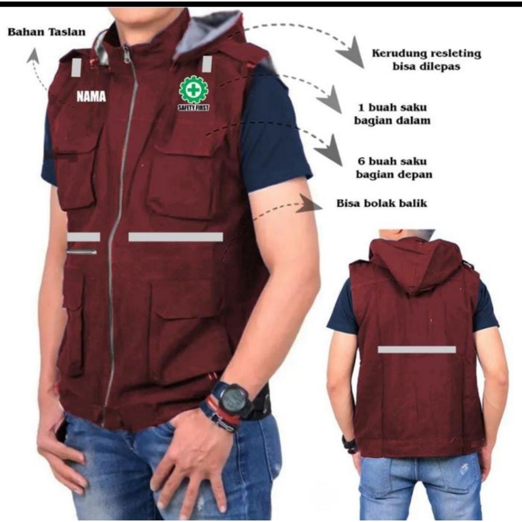ROMPI CUSTOM SABLON SUKA SUKA | ROMPI SAFETY FIRST K3 REFLEKTIF FREE NAMA | ROMPI KESELAMATAN KERJA 