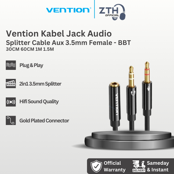 Vention Kabel Jack Audio Splitter Cable Aux 3.5mm Female TRRS to 2 Male TRS Cable Audio/Mic High Qua