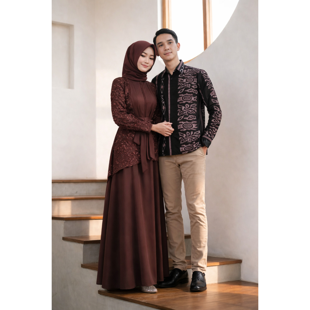 COUPLE Dress Satin Premium Wanita Baju Kondangan Pesta Mewah Elegan Couple Sarimbit