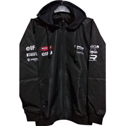 JAKET HOODIE KAWASAKI RACING TEAM SUPERMOTO BAHAN TASLAN WATERPROOF UNISEX