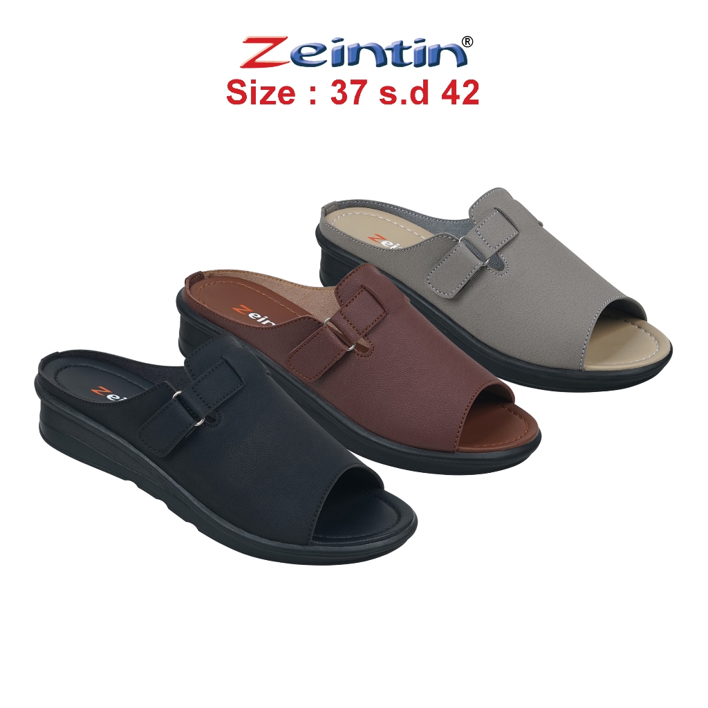 Zeintin - Sepatu Sandal Selop Wanita Kulit Sintetis Wedges Bustong Kekinian  RD