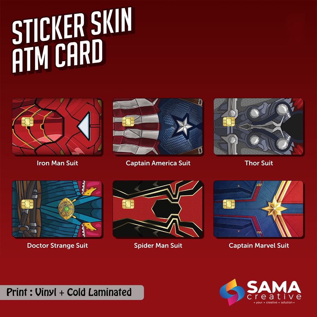 Marvel Suit Sticker Skin Card - Vinyl ATM Debit Credit Emoney Flazz Kartu Akses Stiker Iron Man Spid