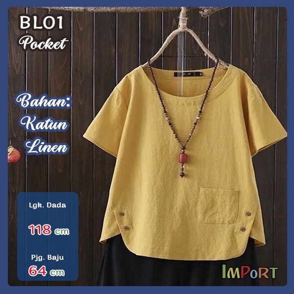 Baju Oriental Korea Oversize Imlek Katun Linen Premium | Blouse Blus IMPORT