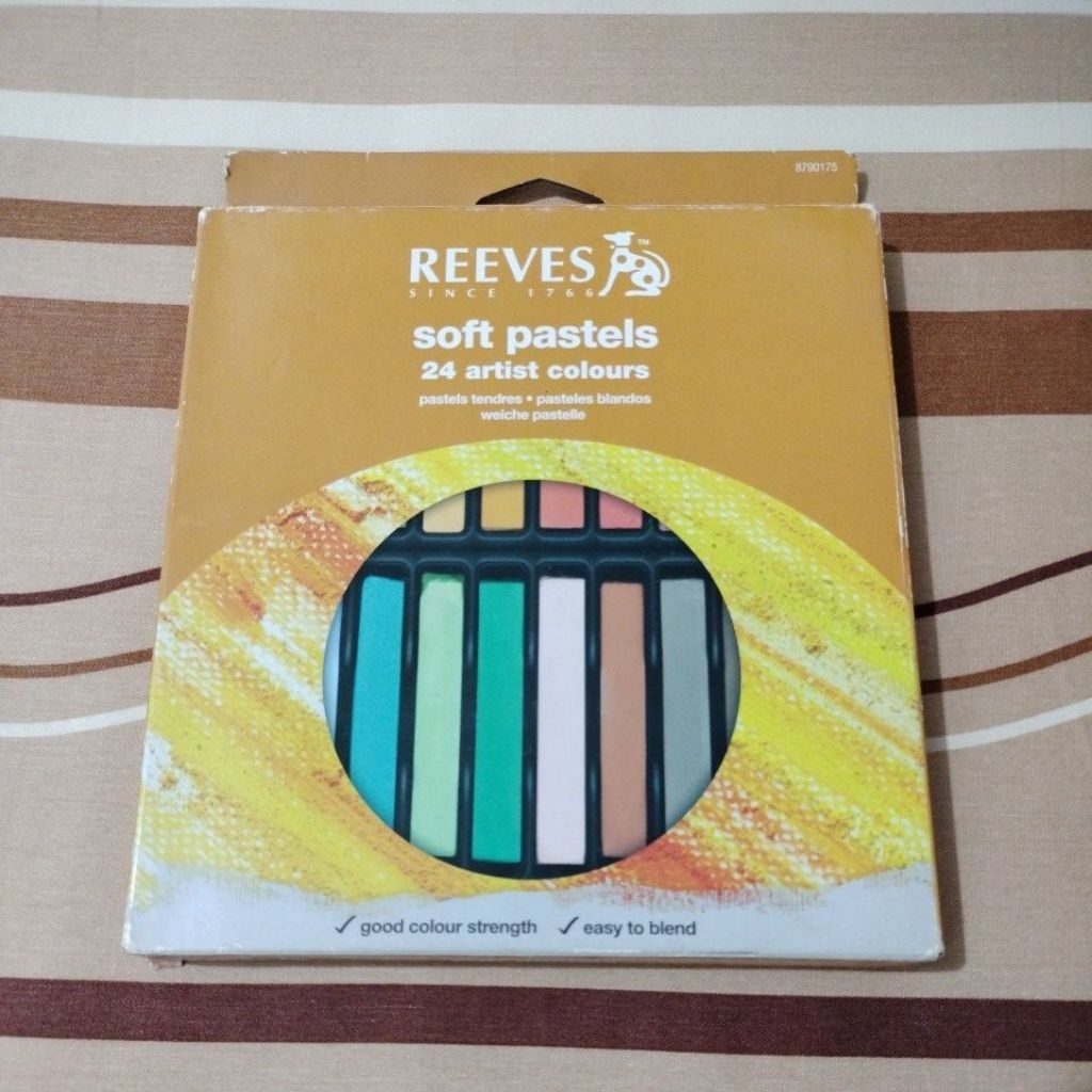 REEVES SOFT PASTELS 24 ARTIST COLOURS KAPUR WARNA PRELOVED 95% UTUH MURAH BAGUS OWN