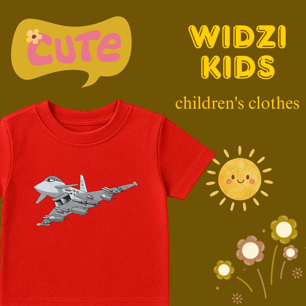 Kaos Anak Pendek Custom Pesawat Tempur - Baju Anak Murah Cotton 30 s