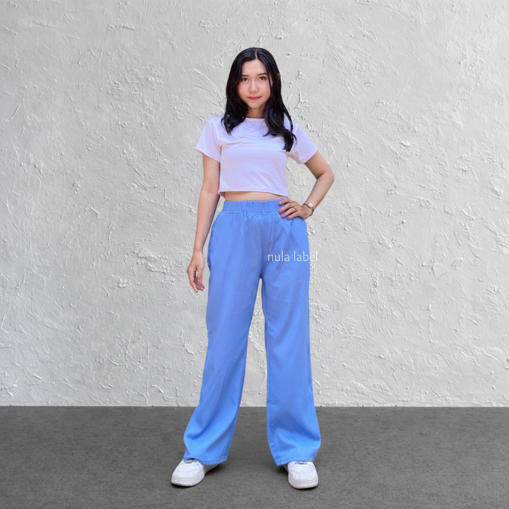 Denim coullote - celana kulot daily Katun Denim Premium - kulot denim everyday pinggang karet melar 
