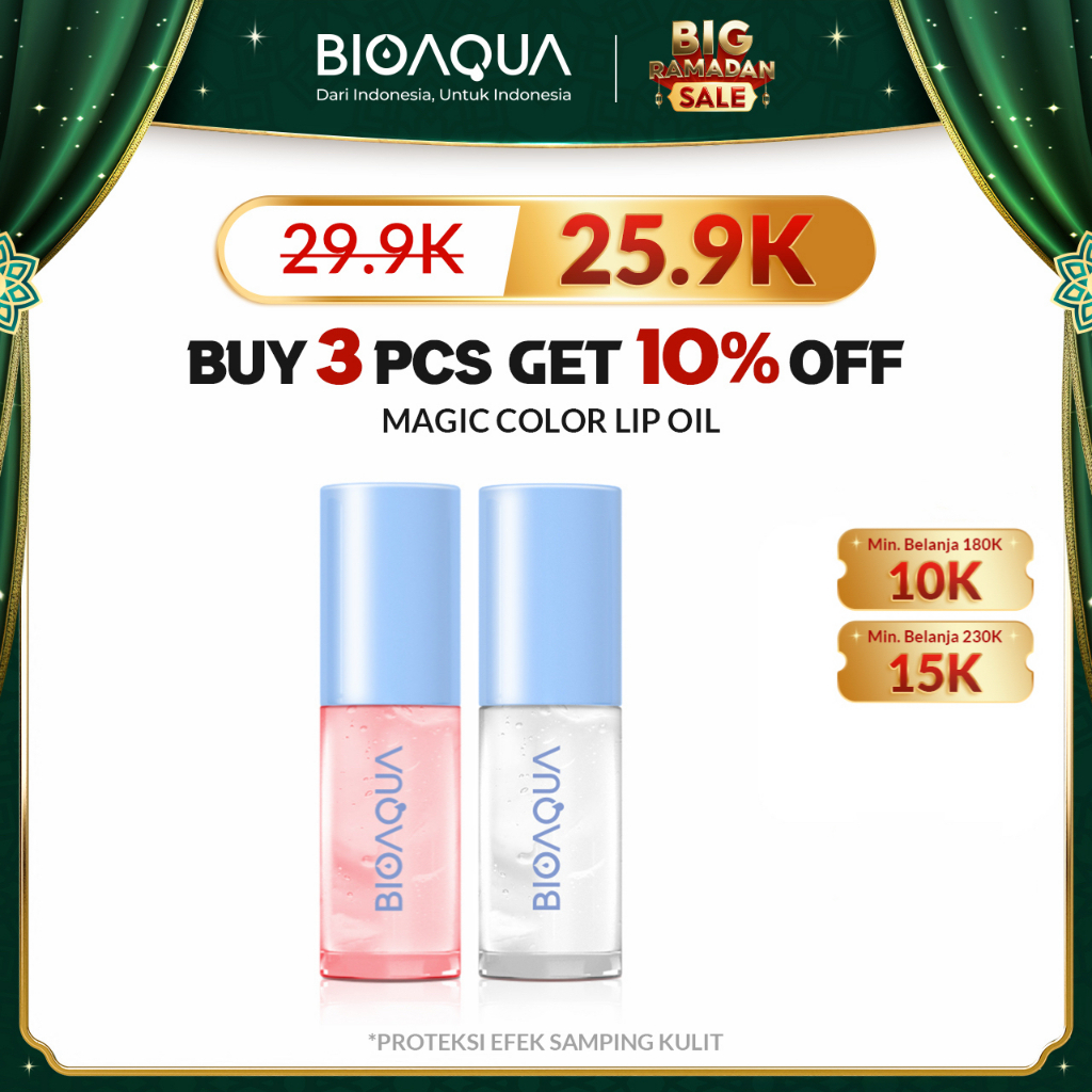 BIOAQUA Magic Color Lip Oil Balm Lip Gloss Serum Bibir Hydration All Day