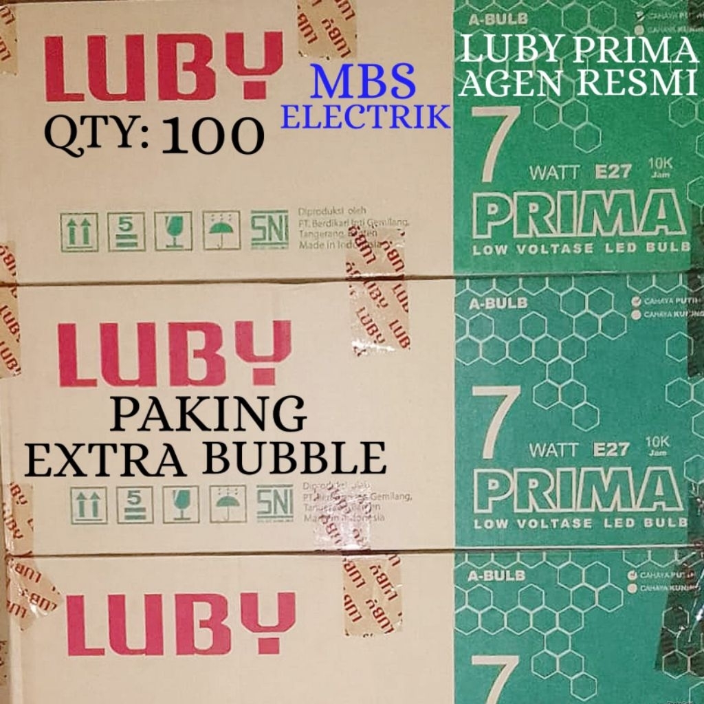 LUBY PRIMA BOHLAM LED ( PAKET 1 DUS /KARTON ) LAMPU LED LUBY PAKET KOLIAN 7W