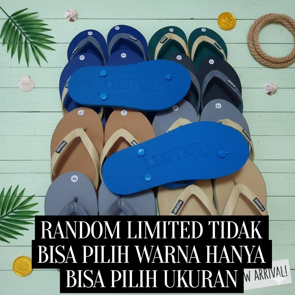 ​Sandal Jepit Pria Limited Edition Casual - Sandal Karet Polos Murah Berkualitas - Paket Random Warn