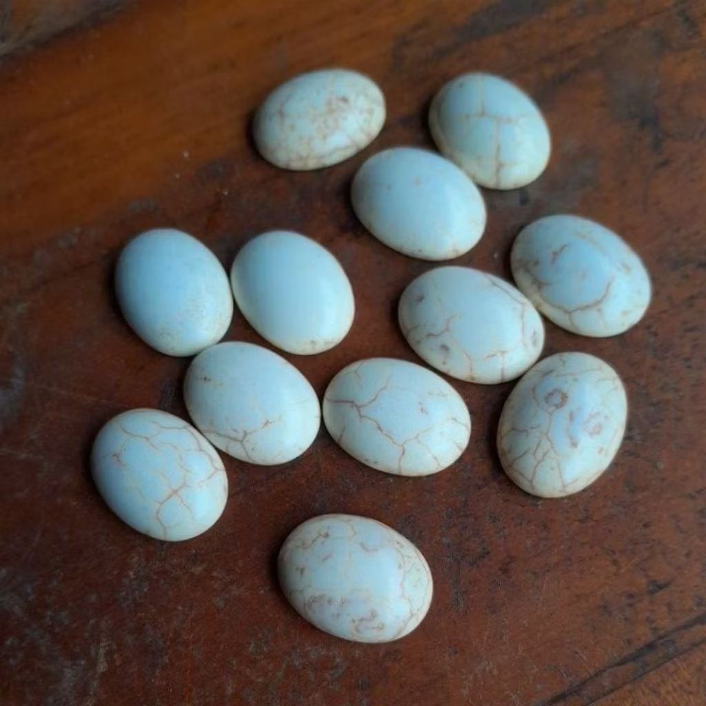 Batu akik pirus putih natural howlite 20x15mm