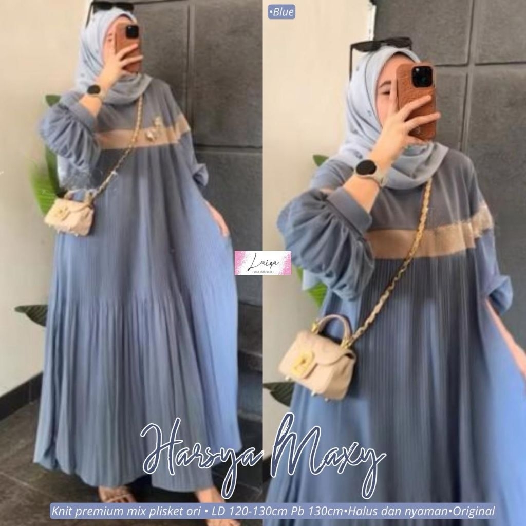 DRESS MAXI JUMBO/HARSYA/DRESS MAXI WANITA KNIT PREMIUM JUMBO LD 130 CM FIT XXXL