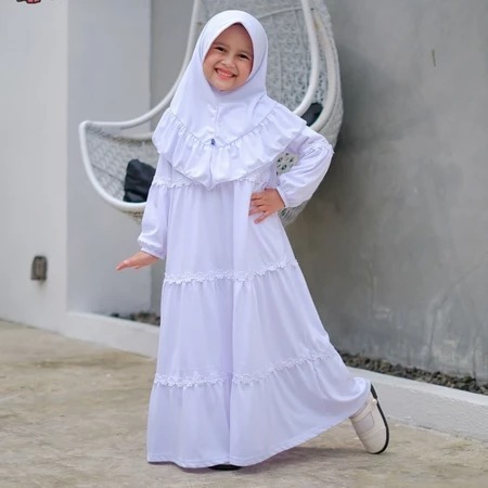 Shahia Servantina - Gamis Putih Anak Perempuan Dress Manasik Umroh Haji Baju Muslim White