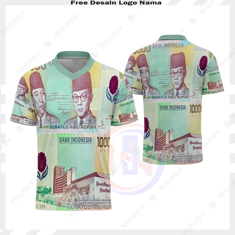 Kaos Baju Gambar Uang 100 Ribu Jadul / Jersey Uang 100 Ribu Rupiah / Baju Uang Seratus Ribu Rupiah