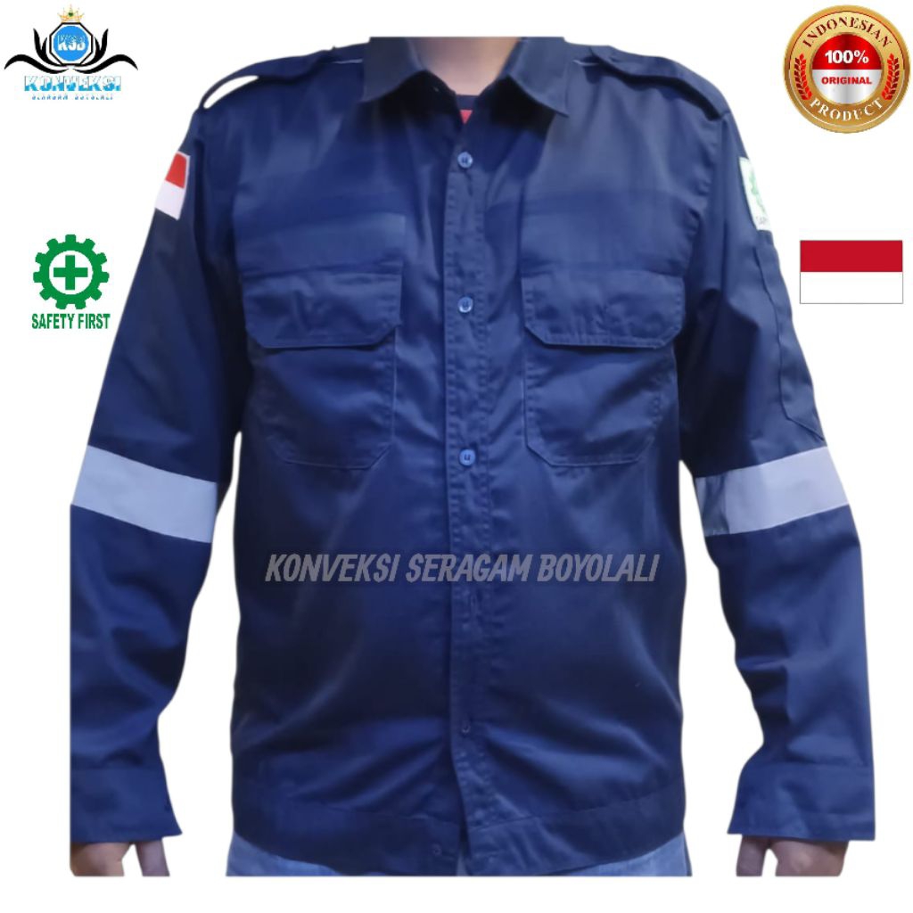- BAJU SERAGAM SAFETY LENGAN PANJANG WARNA NAVY - BAJU SAFETY LENGAN PANJANG - BAJU SAFETY CUSTOM