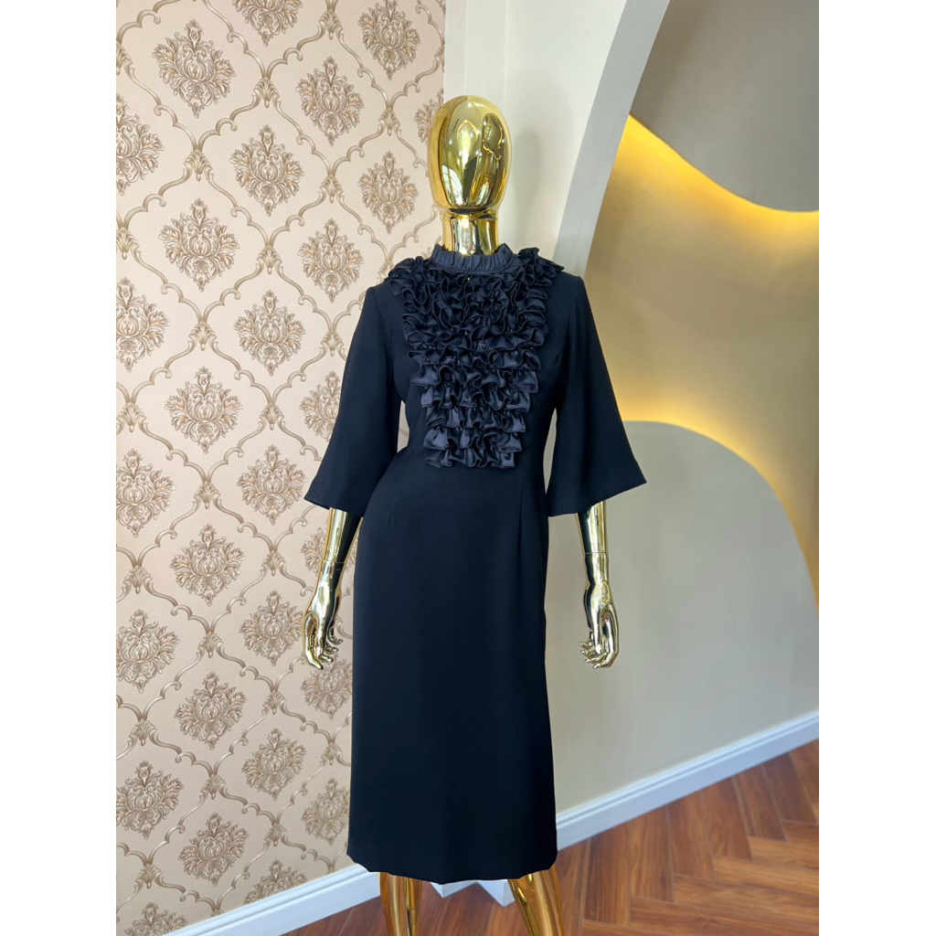 nayla ruffle midi dress premium