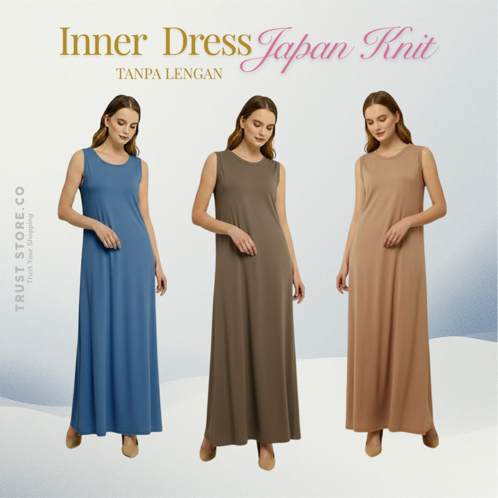 MAUDY-Inner Dress Tanpa Lengan Super Jumbo / Inner Dress Knit Bumil / Inner Tanpa Lengan Bisa COD