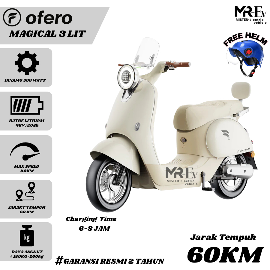OFERO Sepeda Motor Listrik OFERO MAGICAL 3 LIT TERBARU GARANSI RESMI 2 TAHUN RESMI OFERO