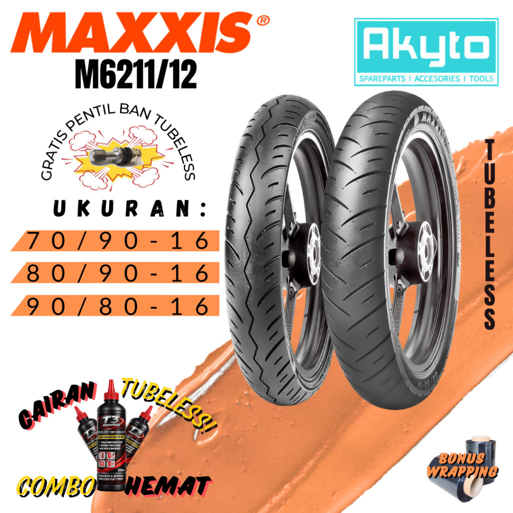 BAN MAXXIS M6211 TUBELESS BAN MOTOR RING 16 / BAN R16 / BAN HARIAN (70/90-16 , 80/90 -16 , 90/80-16)