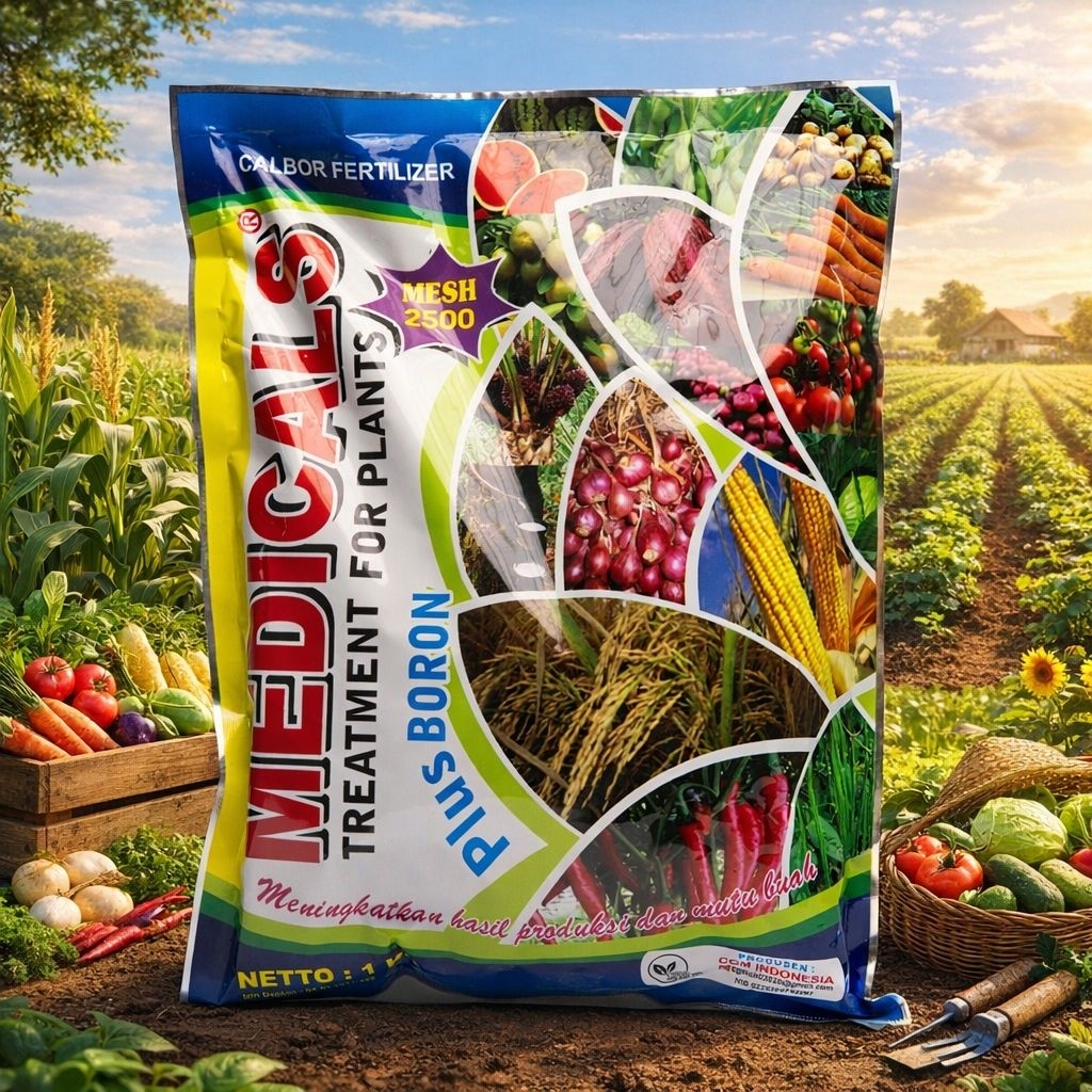 MEDICALS Plus Boron 1Kg – Pupuk Kalsium CaCO3 97% + Boron 2% | Cegah Busuk Buah & Rontok | Untuk Cab