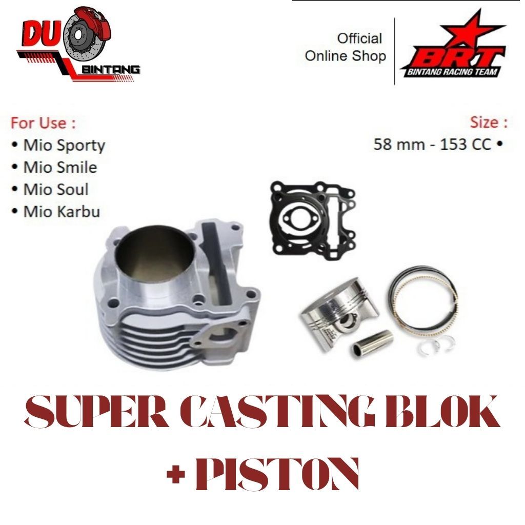 Paket Blok + Piston 58mm Cast Iron Mio Sporty / Mio New / Mio Old BRT