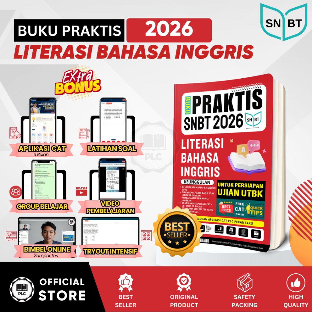 PLC - Buku Praktis Materi & Bank Soal Bahasa Inggris Tes UTBK SNBT 2026