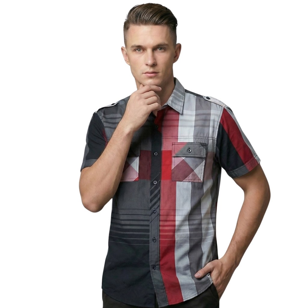 Kemeja Pria Lengan Pendek Motif Original Premium Pakaian Branded Sisa Ekspor