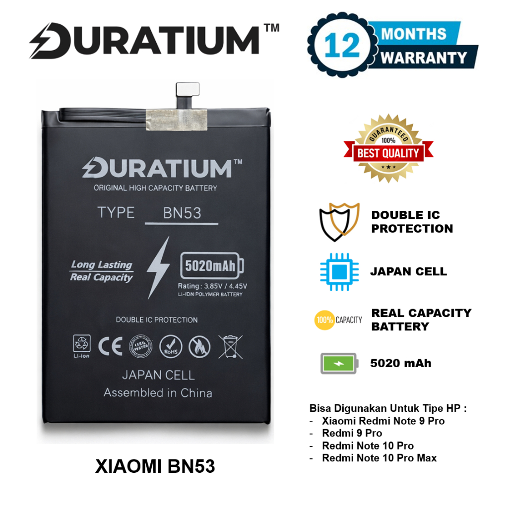 DURATIUM ORIGINAL Baterai Xiaomi Redmi Note 9 Pro / Redmi 9 Pro / Redmi Note 10 Pro / Redmi Note 10 