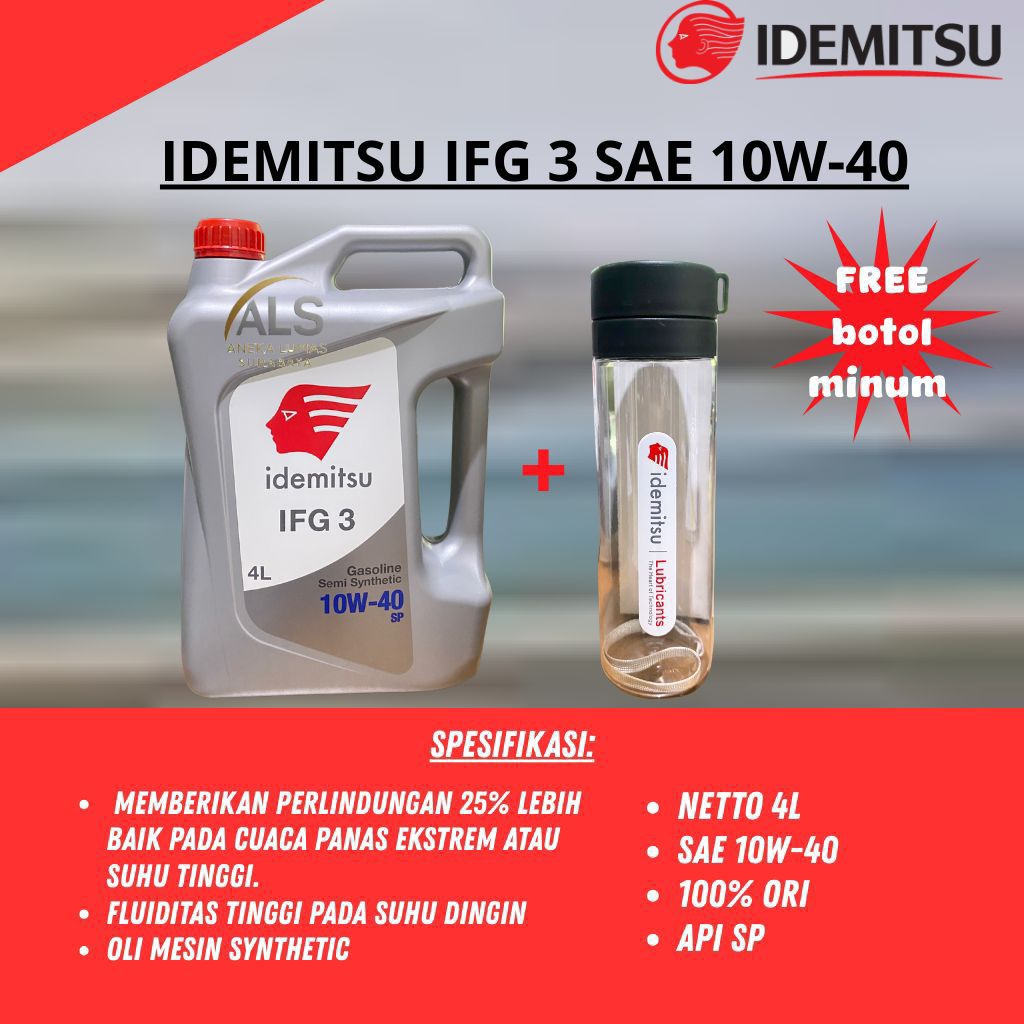 Idemitsu IFG3 sae 10w-40 4L / Oli mesin idemitsu 10w40 / Oli mesin mobil idemitsu synthetic