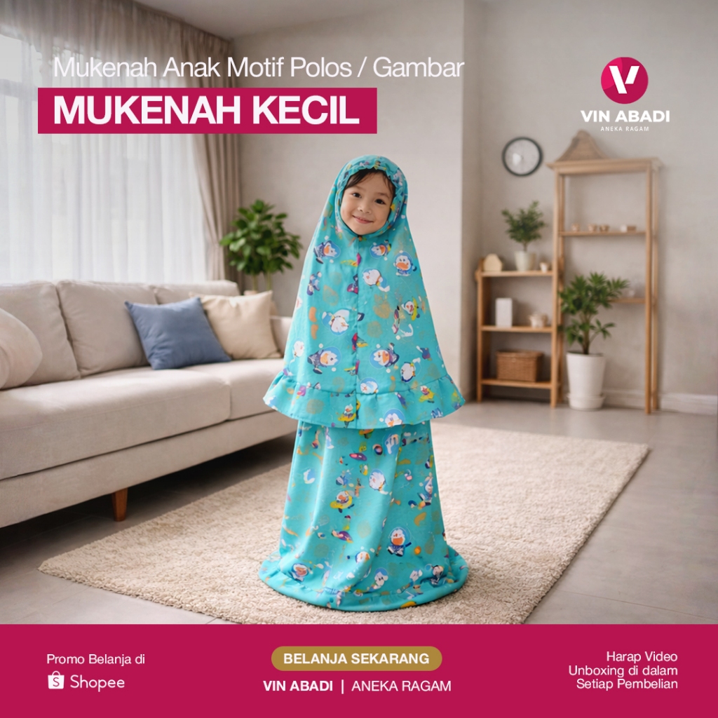 Mukenah Anak / 3–5 Tahun / Karakter / Polos / Kids