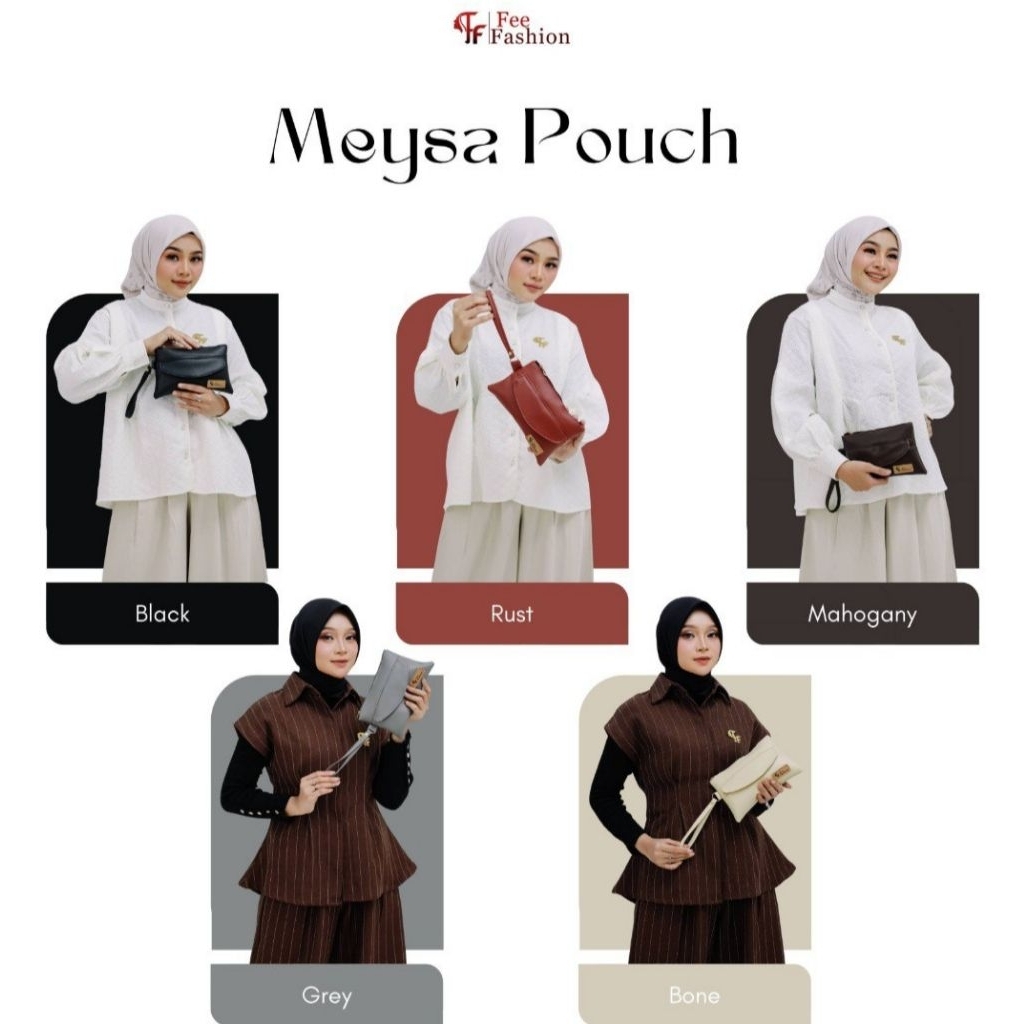 Fee Fashion - Meysa Pouch Bag Dompet Kulit Oscar Premium Anti Air Tempat Kosmetik HP Wanita Simple