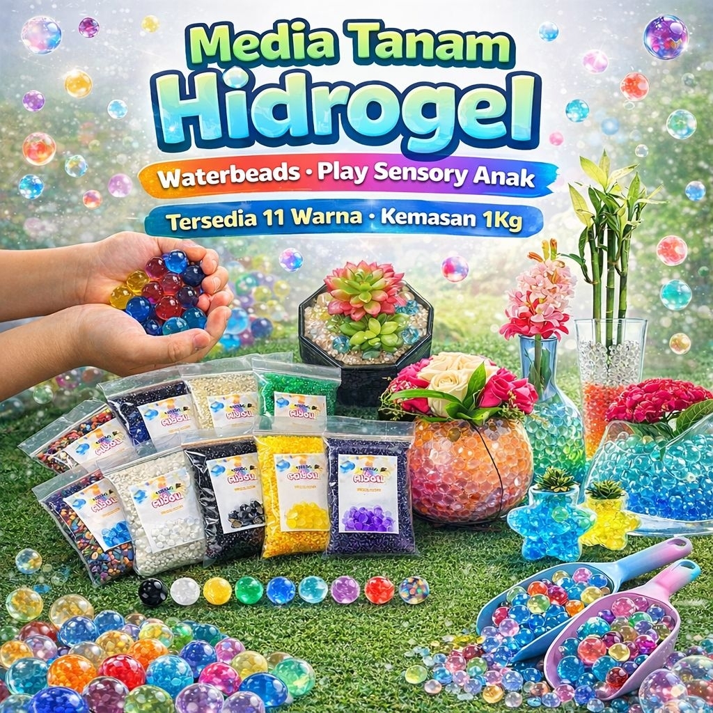 Paket Usaha Grosir Hidrogel Kiloan 1kg / Hydrogel / Waterbead / Waterbeads / Orbeez Warna Media Tana