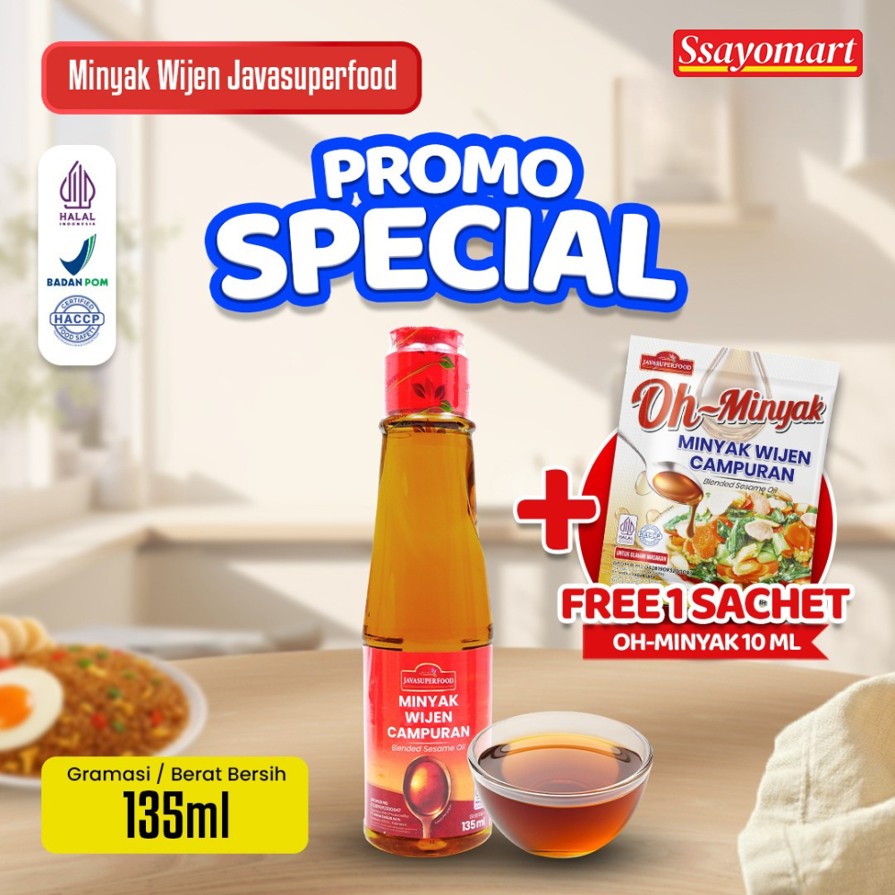 (PROMO SPESIAL) MINYAK WIJEN JAVA SUPER FOOD 135 ML + FREE OH MINYAK 1 SACHET / SESAME OIL KOREA HAL