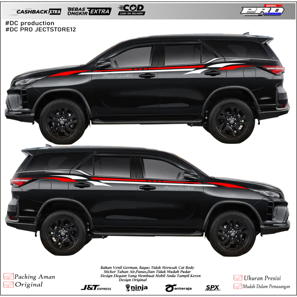 Sticker Stiker Mobil Fortuner Cutting Stiker List Body Fortuner Stiker Variasi Body Fortuner