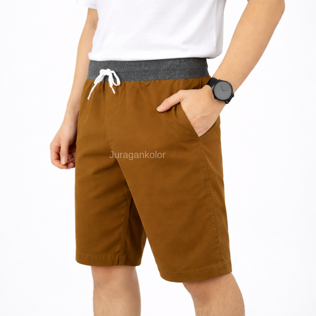 Celana Pendek Pria Dewasa Kolor Cowok Chino Distro Rib Casual Polos