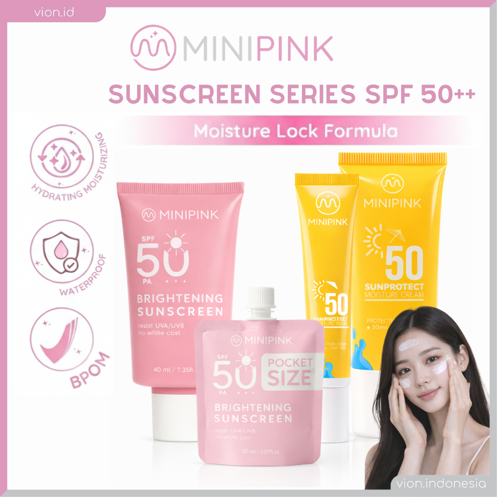 BPOM MINIPINK Sun Block SPF 50 Sunscreen Wajah Sunblock Sun Screen Tahan Lama SVMY 30ml SV010