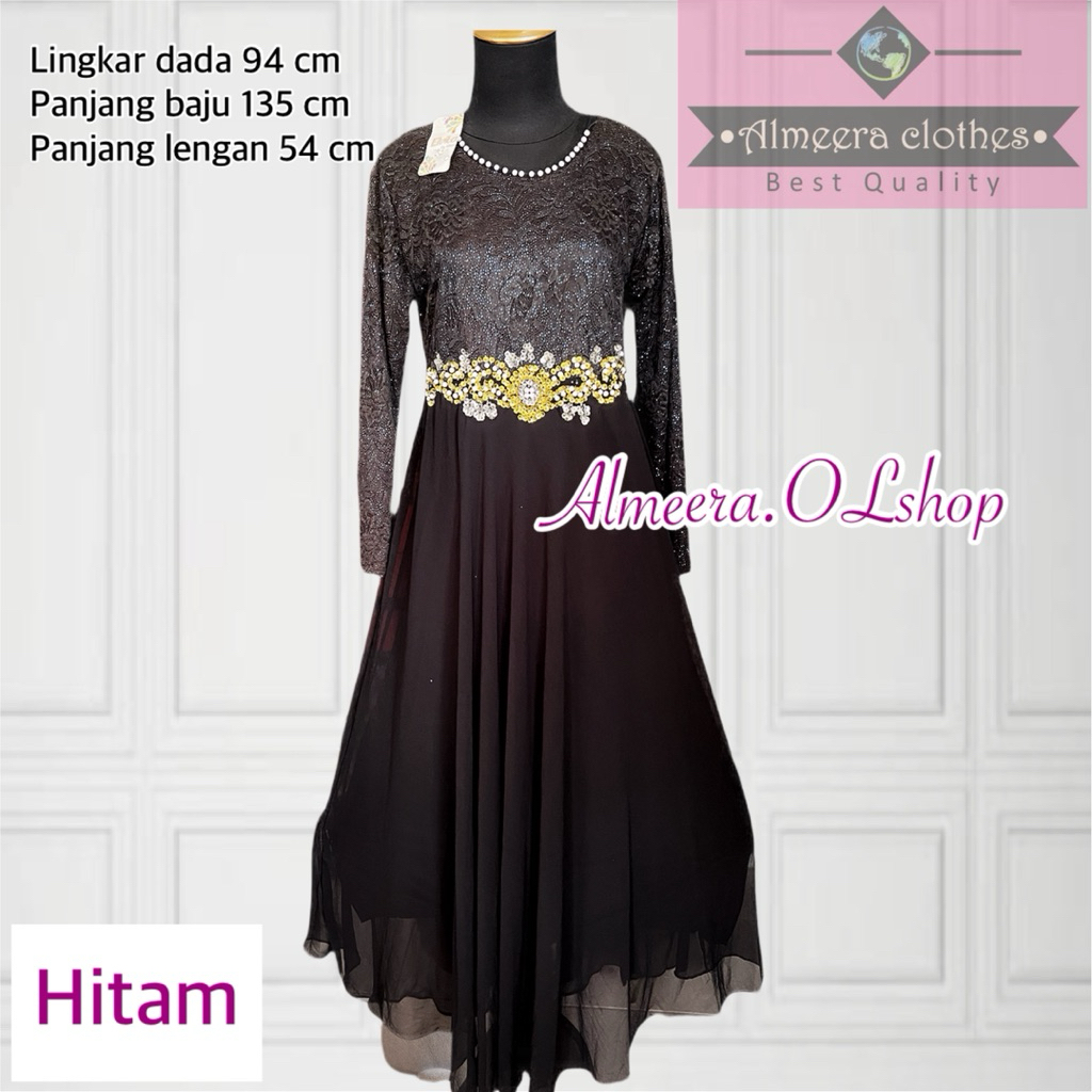gamis brokat kombinasi sifon polos