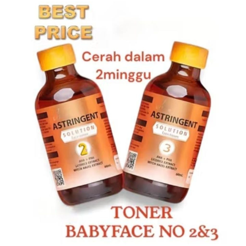 RDL Toner No2 dan 3 60ML babyface cleanser 100%Original - untuk kulit berminyak dan berjerawat