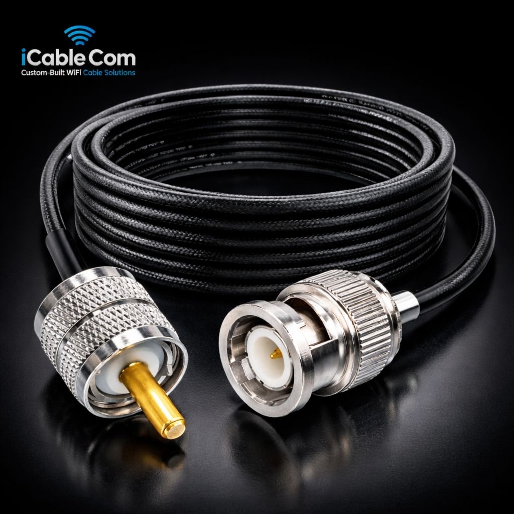 Kabel Jumper PL259 Male to BNC Male RG58 50 Ohm 1/2/3 M- Pigtail Antena Radio RIG HT & SWR Meter Low