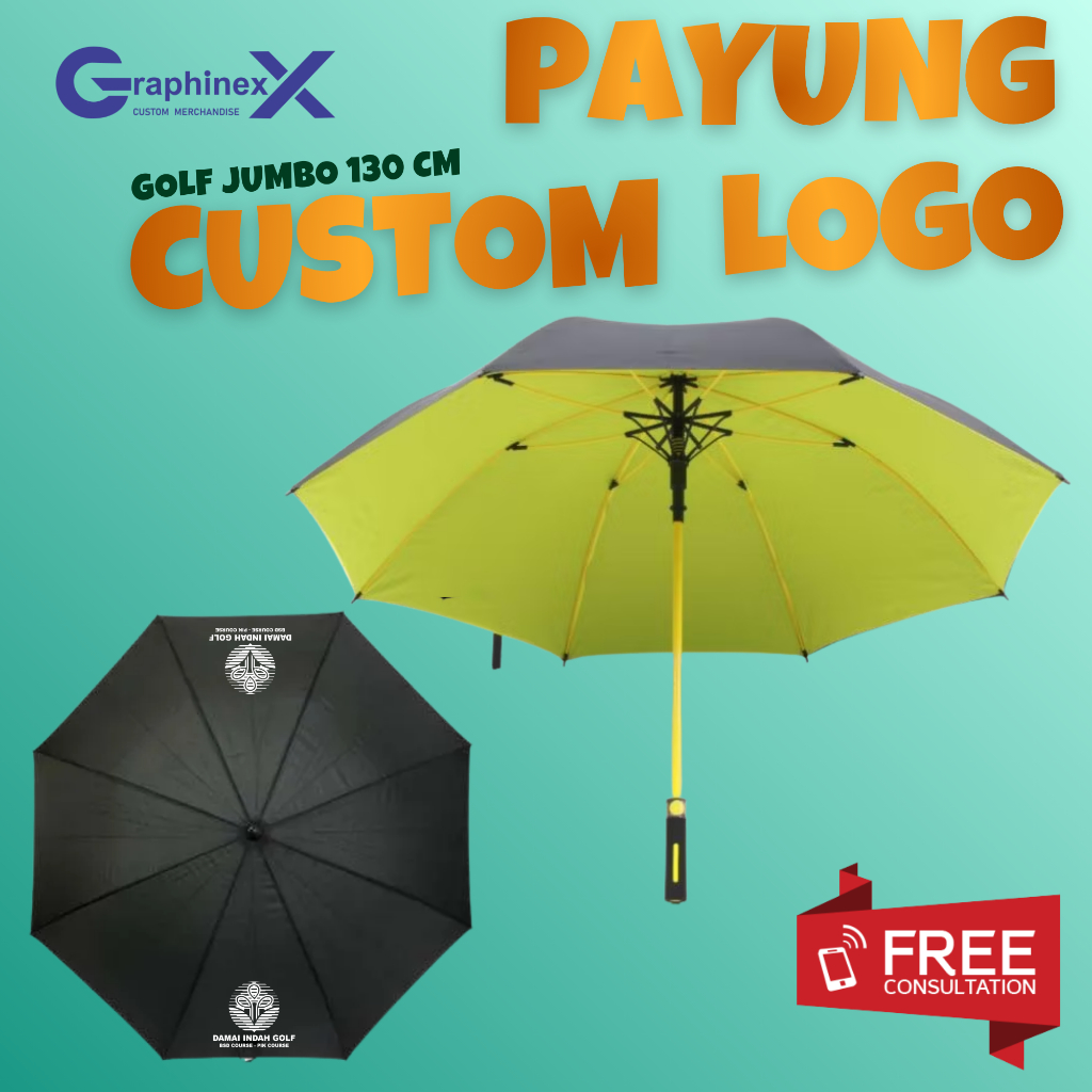 Payung Golf Custom Nama & Logo – Payung Besar Premium Souvenir Promosi
