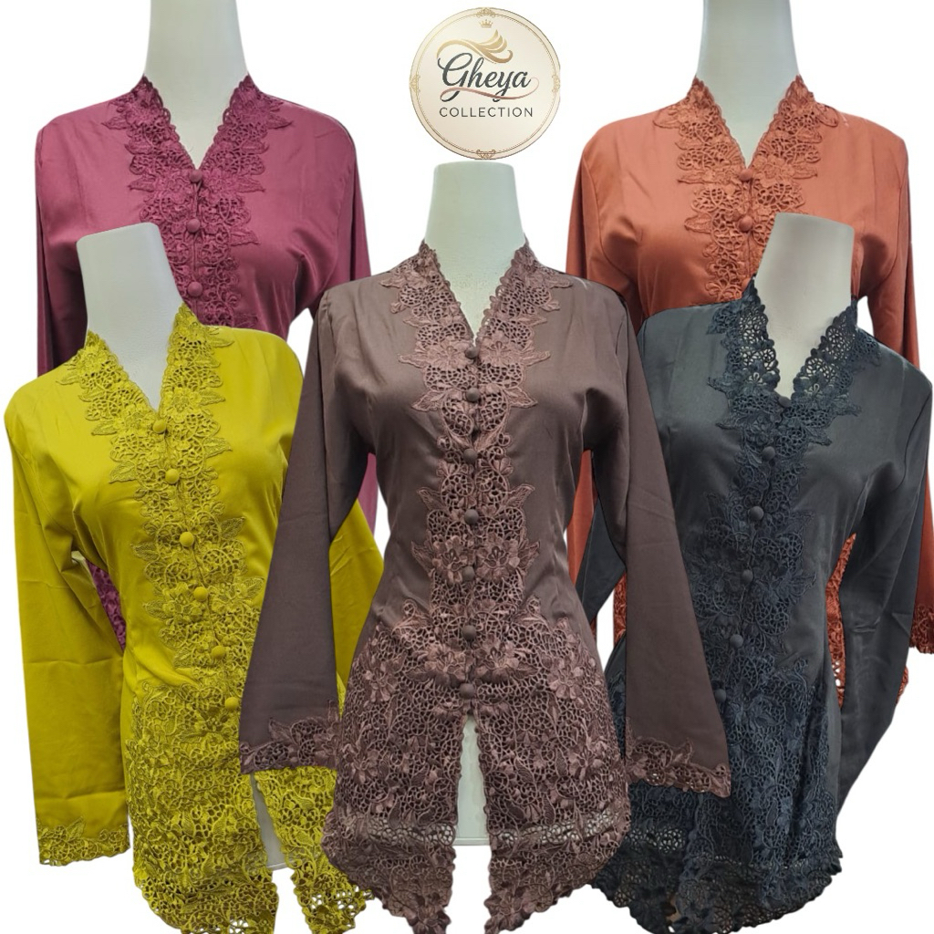 atasan kebaya encim bordir polos senada katun toyobo||seragam kerja kantor||kebaya acara formal