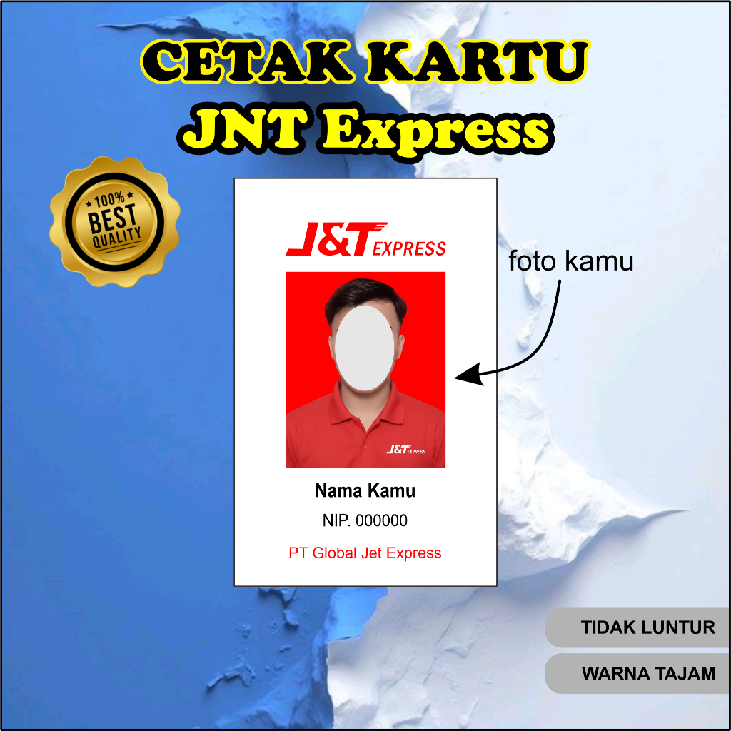 Custom ID Card JNT Express Satuan 2 sisi Glosy kartu nama nametag