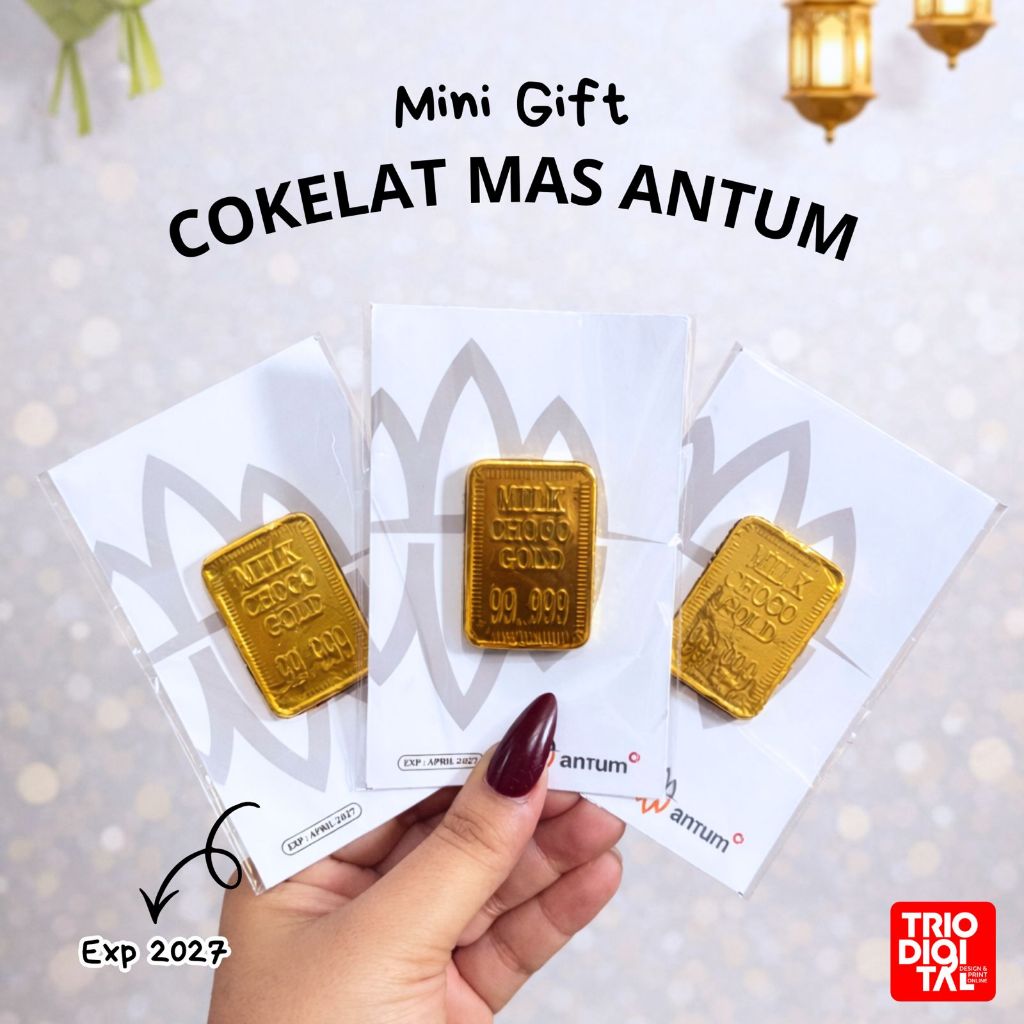 (Isi 7pcs) Mini Gift Cokelat Mas Antum Souvenir Lebaran Unik Bentuk Gold Viral dan lucu