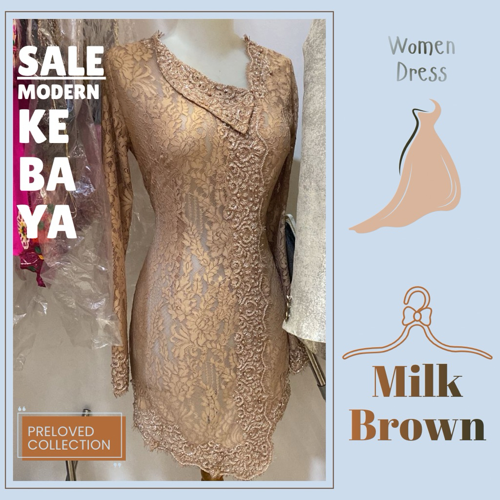 Kebaya Dress Modern Cokelat Susu Payet Model Nagita Preloved