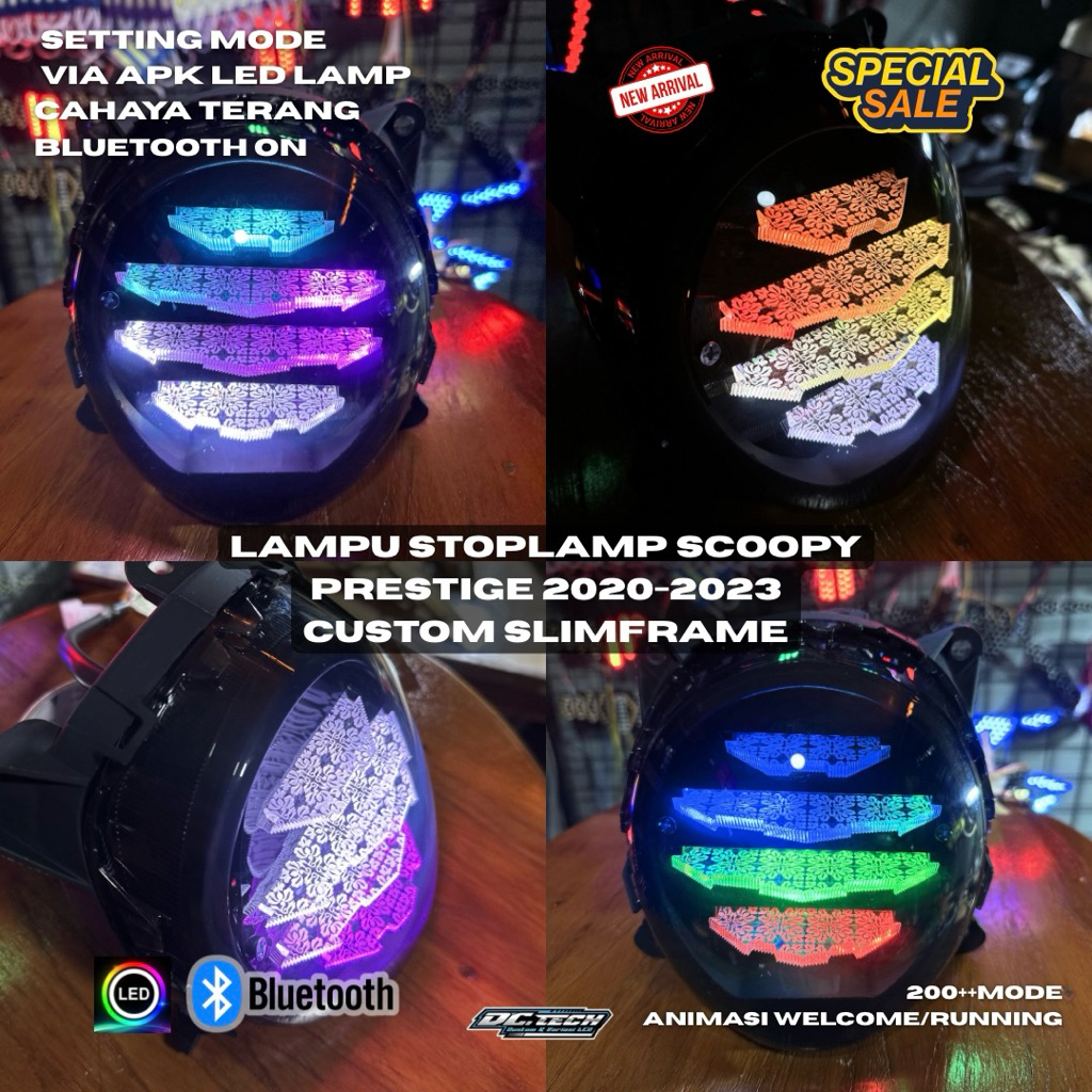LAMPU STOPLAMP SCOOPY PRESTIGE 2020-2023 CUSTOM SLIMFRAME RGB APP