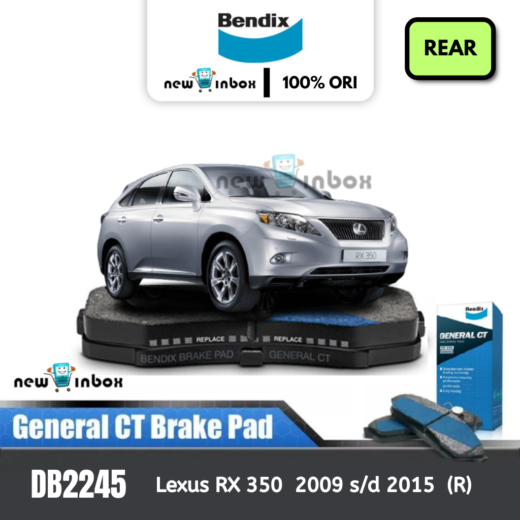 Bendix Brake Pad Kampas Rem Belakang Mobil Lexus RX350 RX 350 2009 s/d 2015 DB2245 GCT
